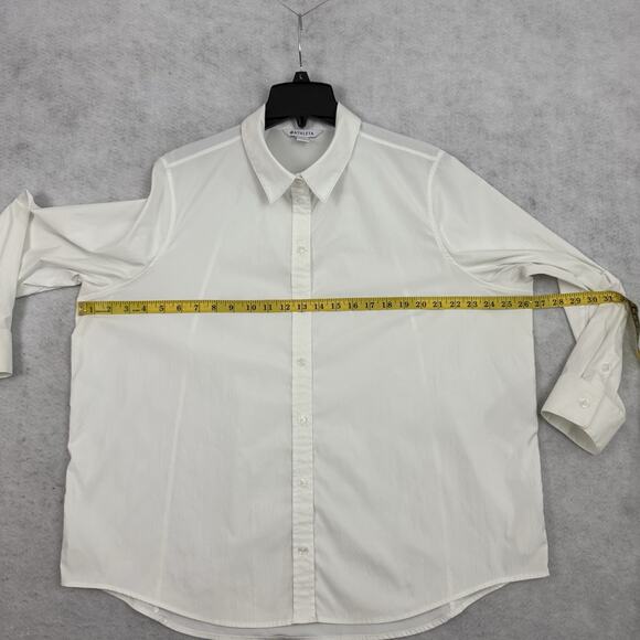 Athleta Shirt Womens Size 1X White Button Up Long Sleeve Preppy Classic - Picture 3 of 10